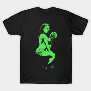 Woman and skull (green version) T-Shirt